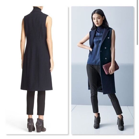 Rag & Bone Polly black side zip ankle pants size 4 Pin-tucked Center Seams - Picture 2 of 16